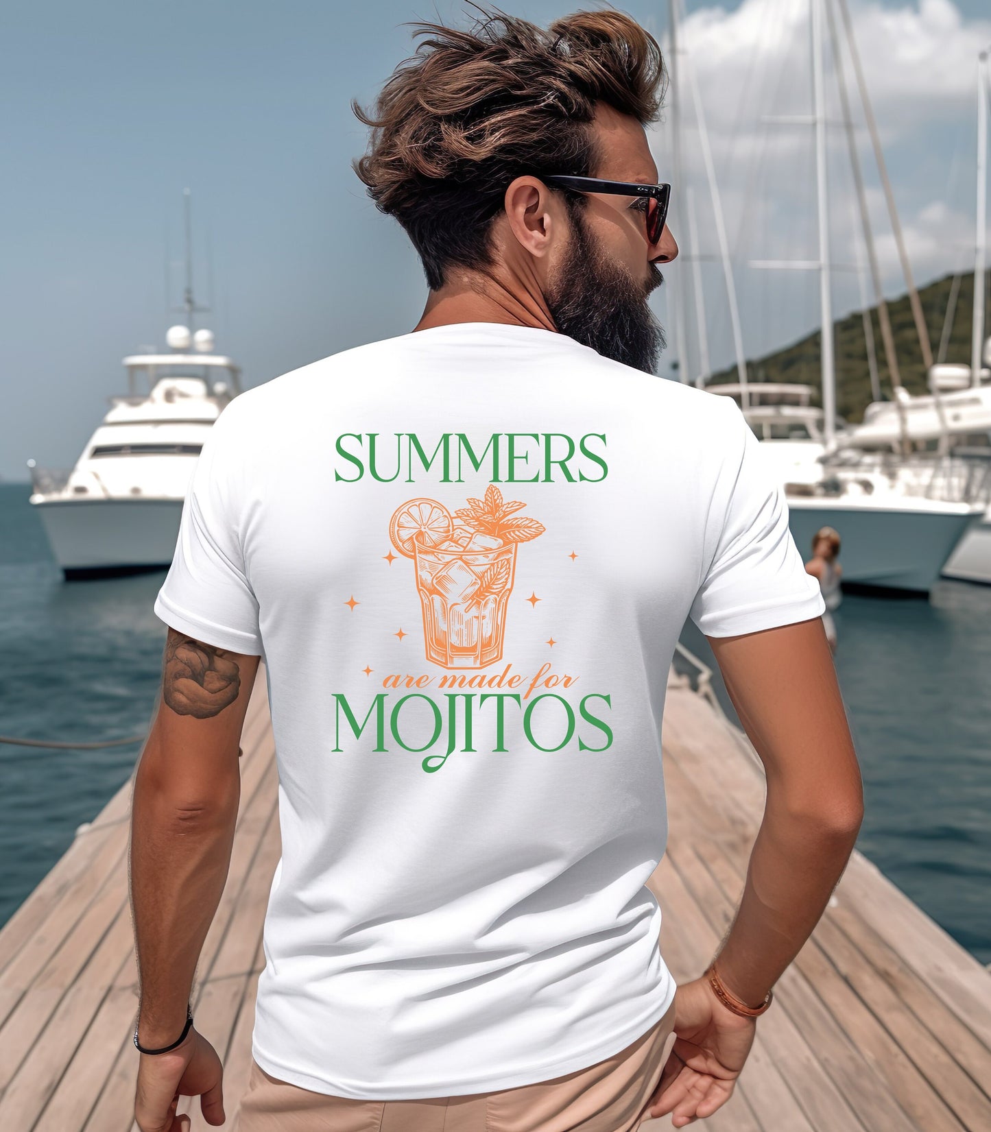 Sommer, Mojito, Cocktail, custom, T-Shirt Design als Geschenk für Freundin oder Freund, good vibes