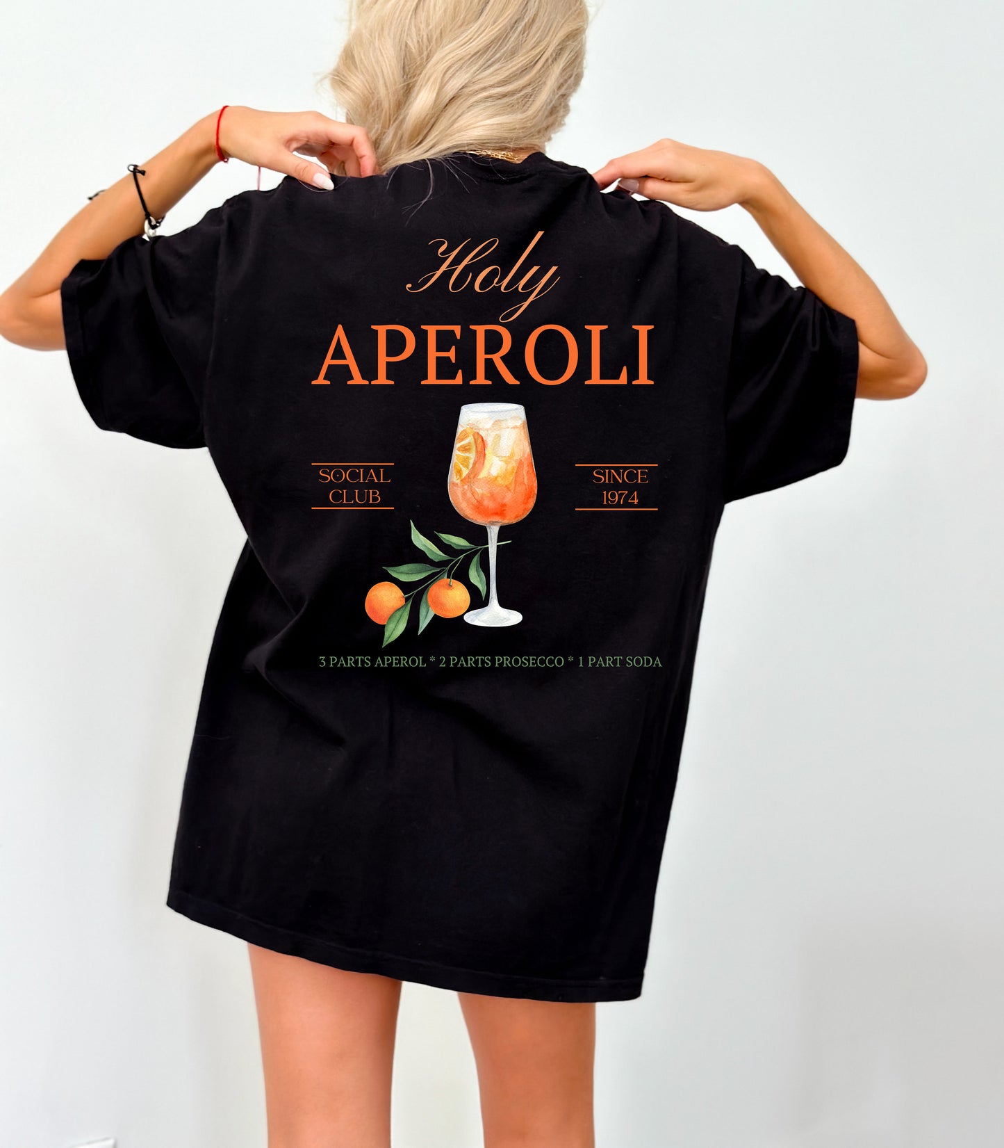 T-Shirt Holy Aperoli, Sommer, Drinks, Aperol Spritz, Geschenk für Freund Freundin, Good Vibes, Sommer, personalisiertes T-Shirt Design