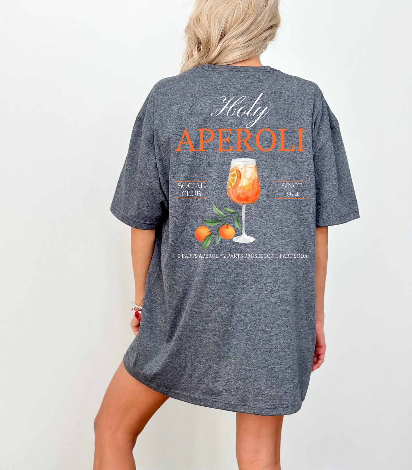 T-Shirt Holy Aperoli, Sommer, Drinks, Aperol Spritz, Geschenk für Freund Freundin, Good Vibes, Sommer, personalisiertes T-Shirt Design