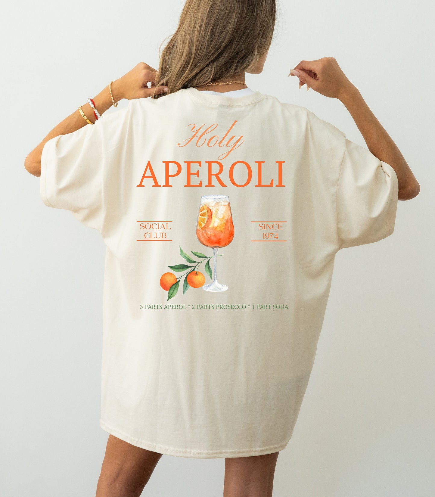 T-Shirt Holy Aperoli, Sommer, Drinks, Aperol Spritz, Geschenk für Freund Freundin, Good Vibes, Sommer, personalisiertes T-Shirt Design