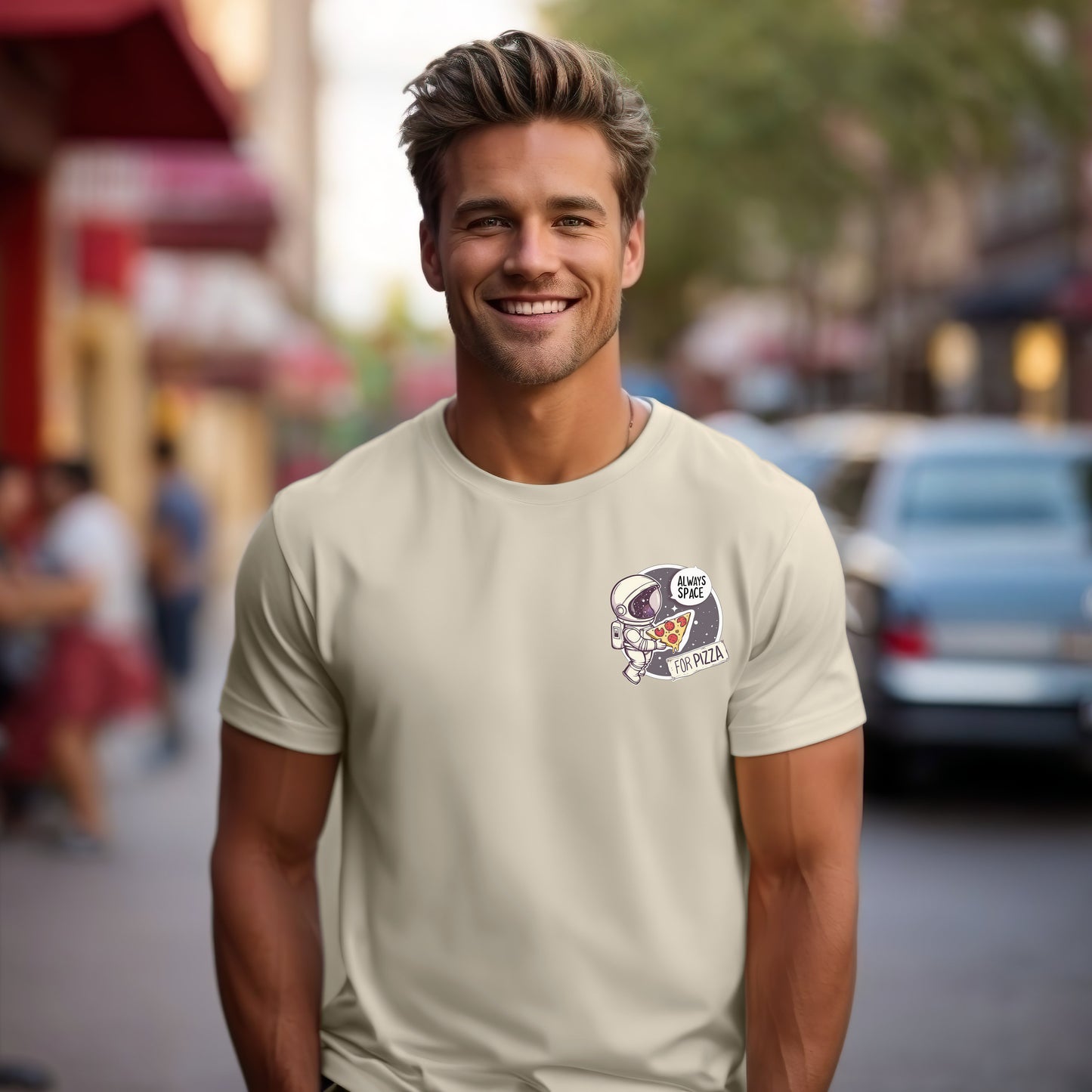 Vorne Pizza, Pizzalover, Pizzatower, Geschenk zum Geburtstag Freunde Familie, Gift, Tshirt Männer