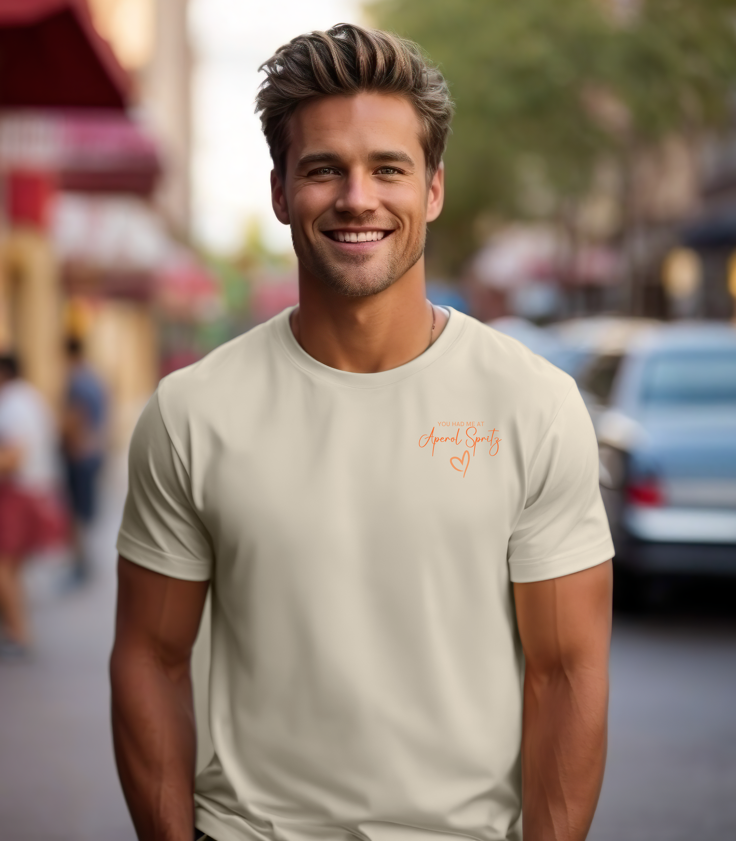 T-Shirt You had me at Aperol Spritz, Herz, Drinks, Aperol Spritz, Geschenk für Freund Freundin, Good Vibes, personalisiertes T-Shirt Design