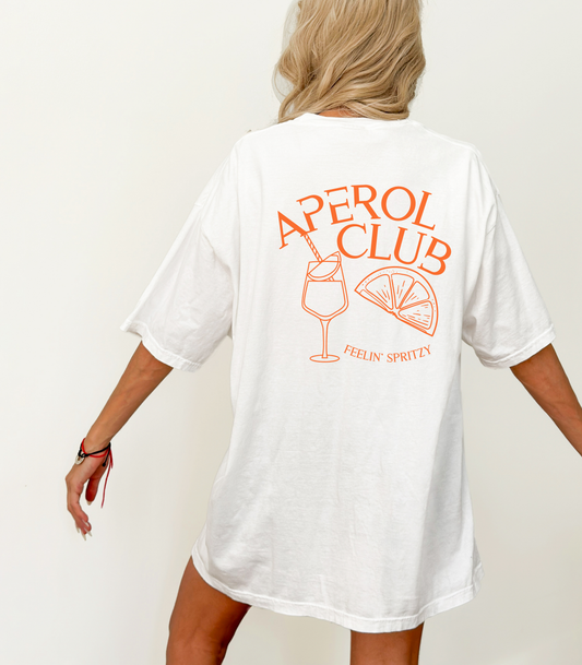 T-Shirt Aperol Club, Sommer, Drinks, Aperol Spritz, Geschenk für Freund Freundin, Good Vibes, Sommer, personalisiertes T-Shirt Design