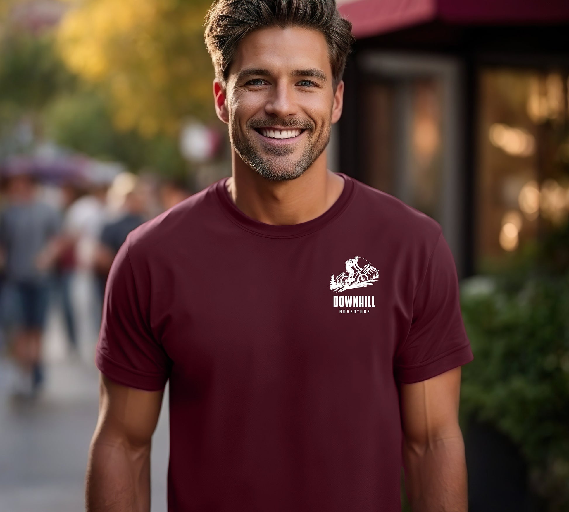 Biking, Bike, Mountains, Natur, Reisen, Camping, Van-Life, Geschenk, minimalistisch, T-Shirt