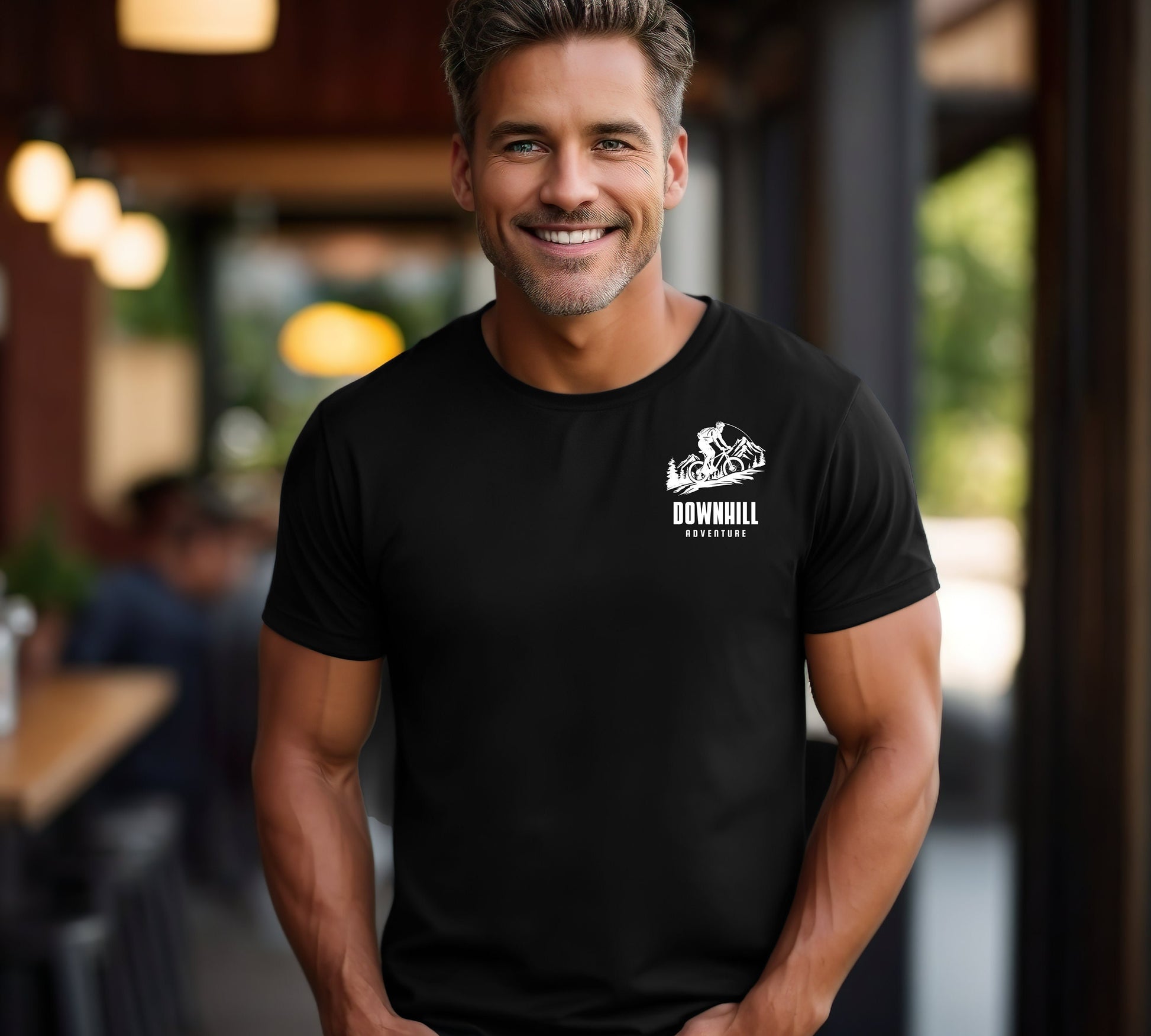 Biking, Bike, Mountains, Natur, Reisen, Camping, Van-Life, Geschenk, minimalistisch, T-Shirt