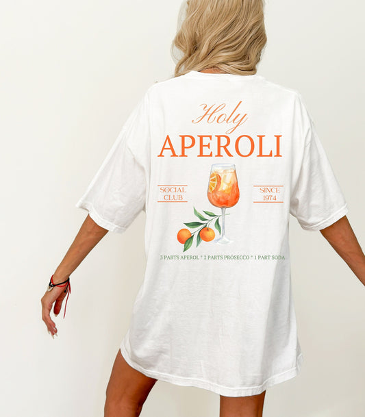 T-Shirt Holy Aperoli, Sommer, Drinks, Aperol Spritz, Geschenk für Freund Freundin, Good Vibes, Sommer, personalisiertes T-Shirt Design