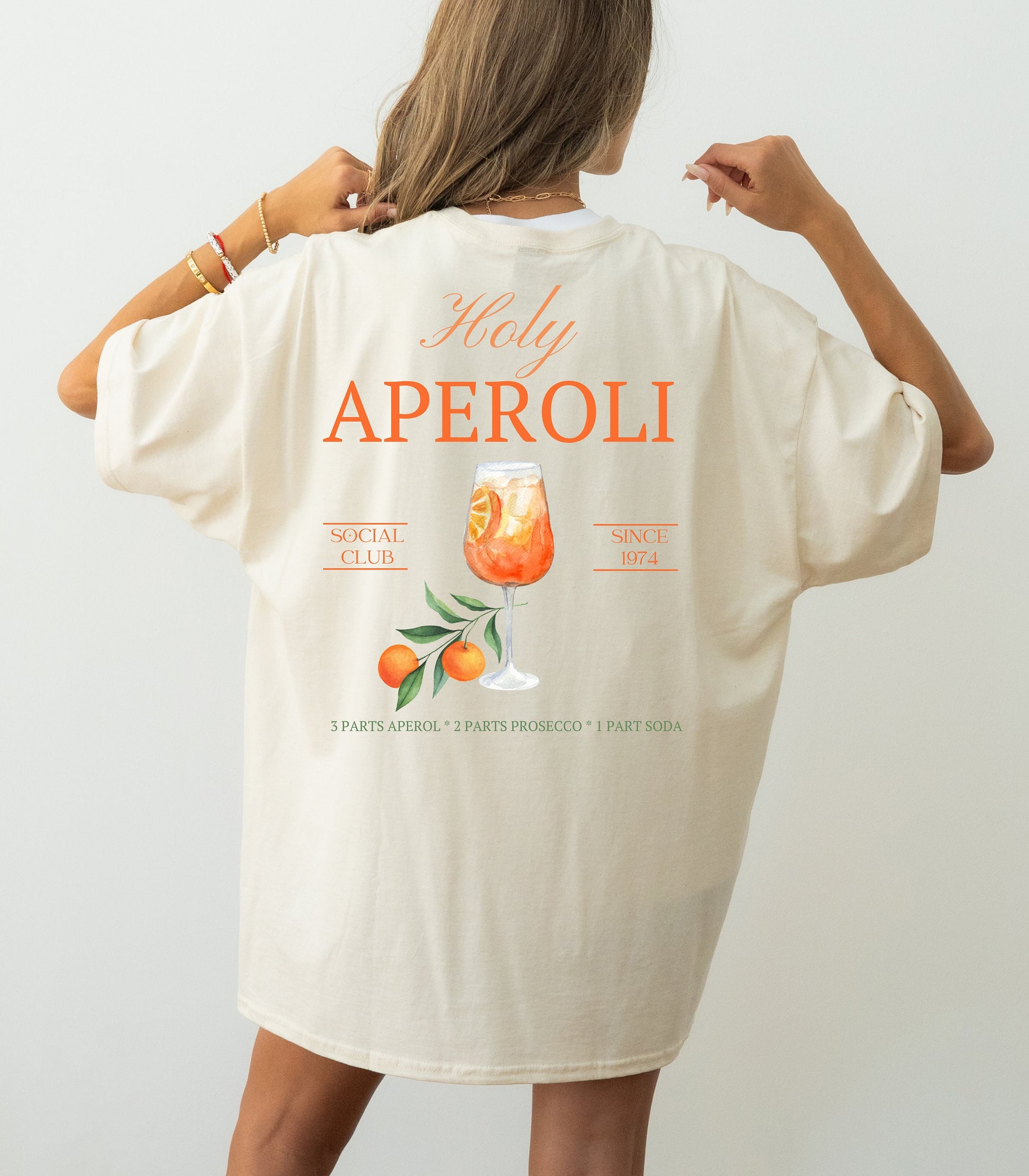 T-Shirt Holy Aperoli, Sommer, Drinks, Aperol Spritz, Geschenk für Freund Freundin, Good Vibes, Sommer, personalisiertes T-Shirt Design